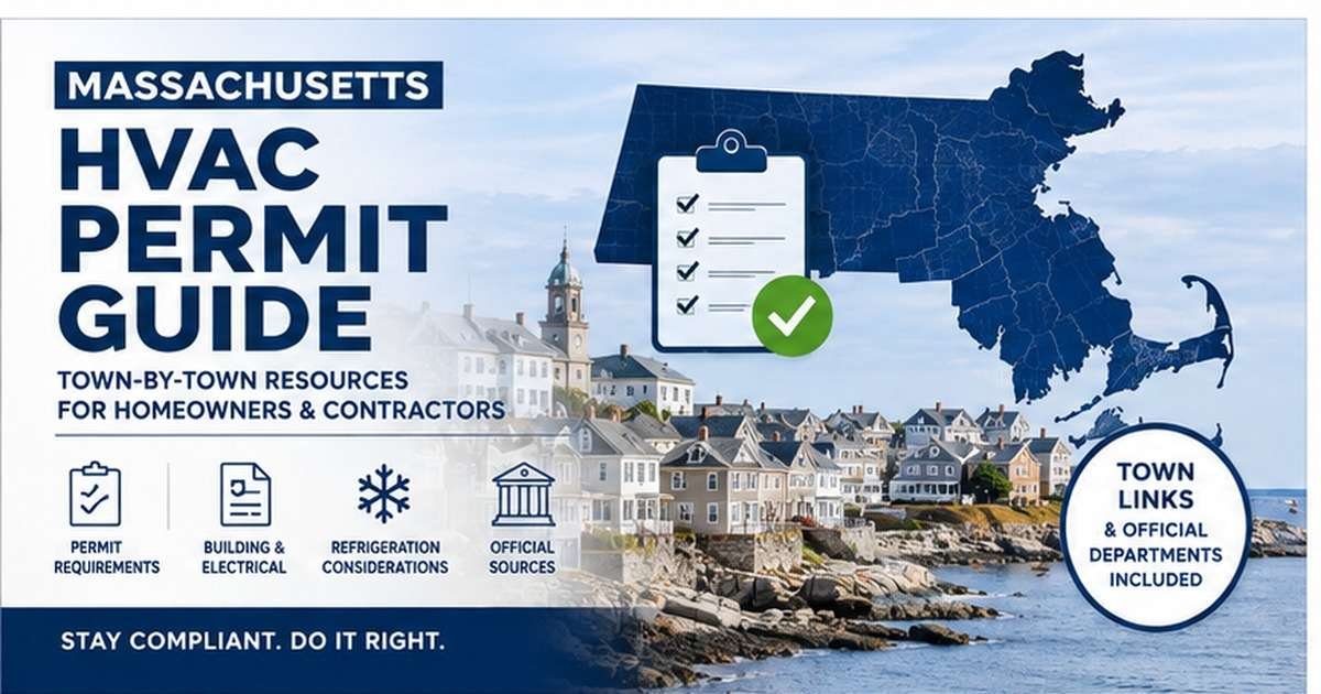 Massachusetts HVAC Permit Guide with town-by-town permit, building, electrical and refrigeration resources for homeowners and contractors