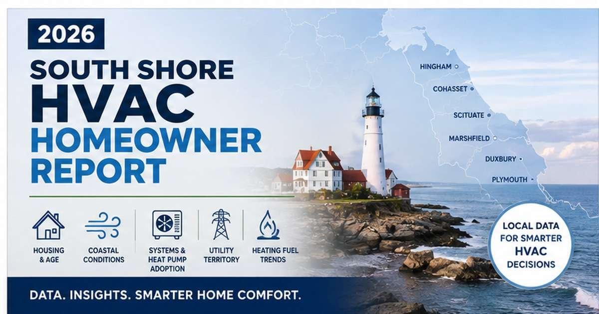 South Shore HVAC Homeowner Report 2026 covering housing age, coastal conditions, heat pump adoption, utility territory and heating fuel trends